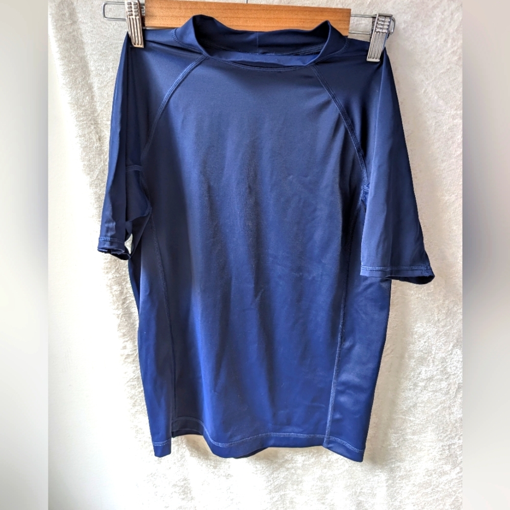 Lands End Nylon Spandex Rash Guard Dark Blue 10 To 11 Years Old Medium 10 12